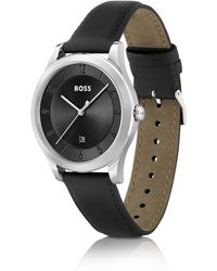 BOSS - Horloge Met Zwarte Wijzerplaat En Leren Polsband - Lyst