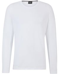 BOSS - T-shirt Van Stretchkatoen Met Lange Mouwen En Logodetail - Lyst