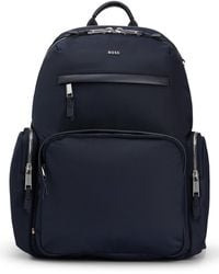 BOSS - Structured-material Backpack With Logo And Two-way Zip - Lyst