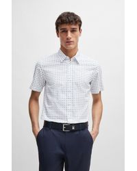 BOSS - Slim-fit Shirt In Printed Oxford Cotton - Lyst