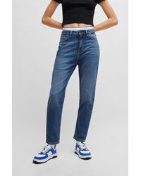 HUGO - Mom Jeans In Medium-blue Stretch Denim - Lyst