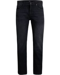 BOSS - Regular-fit Jeans Van Superzacht, Zwart Italiaans Denim - Lyst