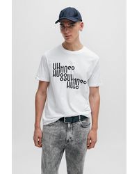 HUGO - T-shirt en jersey de coton à logo imprimé saisonnier - Lyst