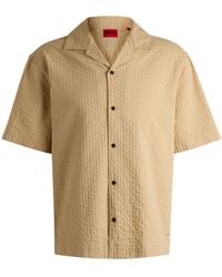 HUGO - Oversized Hemd Aus Baumwolle Mit Seersucker-Struktur - Lyst