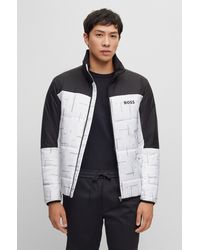 BOSS - Regular-fit Water-repellent Padded Jacket In Mixed Materials - Lyst