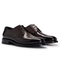 BOSS - Italian-made Derby Shoes In Burnished Leather - Lyst