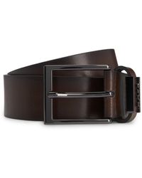 BOSS - Italian-Leather Belt With Brushed Gunmetal Hardware - Lyst