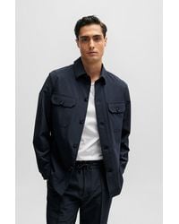 BOSS - Relaxed-fit Button-up Overshirt In Stretch Material - Lyst