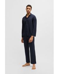 BOSS - Two-Piece Poplin Pyjama Set With Embroidered Branding - Lyst