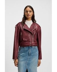 BOSS - Cropped Biker Jacket - Lyst