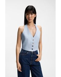 HUGO - Slim-Fit Waistcoat With Halterneck - Lyst