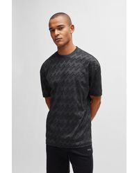 BOSS - Relaxed-fit T-shirt With All-over Monogram Jacquard - Lyst