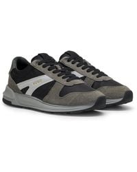 HUGO - Suede-Trim Trainers With Logo Details - Lyst