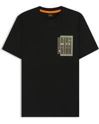 BOSS - T-Shirt Van Katoenen Jersey Met Logo-Artwork - Lyst