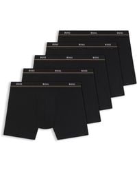 BOSS - Five-Pack Of Logo-Waistband Stretch-Cotton Boxer Briefs - Lyst