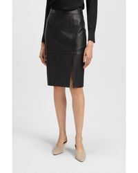 BOSS - Slim-fit Pencil Skirt In Grained Leather - Lyst