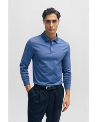 BOSS - Cotton-blend Slim-fit Polo Shirt With Mercerised Finish - Lyst