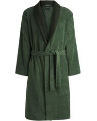 BOSS - Cotton Velvet Dressing Gown With Double B Monogram - Lyst