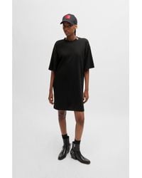 HUGO - Cotton-Jersey T-Shirt Dress With Stacked Logo - Lyst