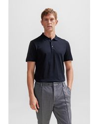 BOSS - Geometric-pattern Polo Shirt In Cotton And Silk - Lyst