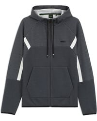 BOSS - Regular-Fit Hoodie Mit Reißverschluss Aus Gestepptem Jacquard - Lyst