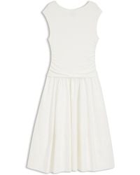 BOSS - Jurk Van Gestructureerde Jersey Met Rok Van Popeline - Lyst