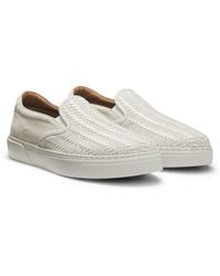 BOSS - Baskets Gary À Enfiler En Cuir Suédé Tissé Et Uni - Lyst