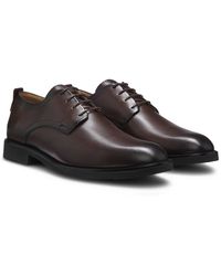 HUGO - Leather Derby Shoes With Embossed Logo - Lyst