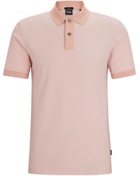 BOSS - Slim-Fit Poloshirt aus merzerisierter Baumwolle in zweifarbiger Optik - Lyst