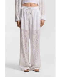 BOSS - Relaxed-Fit Trousers With Embroidered Flowers - Lyst