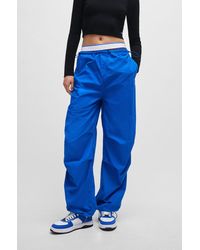 HUGO - Baggy-fit Parachute Trousers In Cotton - Lyst