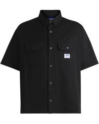 HUGO - Oversized Hemd Aus Baumwoll-Twill Mit Logo-Aufnäher - Lyst