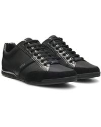 BOSS - Mixed-material Trainers With Suede And Faux Leather - Lyst