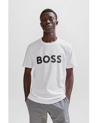 BOSS - Cotton-jersey T-shirt With Decorative Reflective Hologram Logo - Lyst