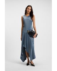 BOSS - Sateen Dress With Asymmetric Hemline - Lyst