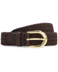 BOSS - Woven Belt With Leather Trims - Lyst