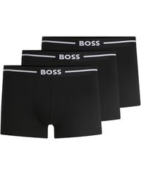 BOSS - Three-Pack Of Stretch-Cotton Trunks With Logo Waistbands - Lyst