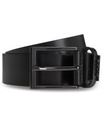 BOSS - Italian-Leather Belt With Brushed Gunmetal Hardware - Lyst