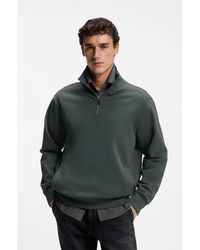 BOSS - Cotton-Terry Sweatshirt With Quarter Zip - Lyst