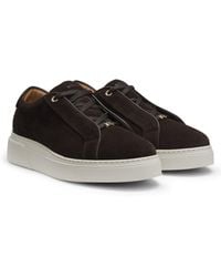 BOSS - Suede Trainers With Hidden Wedge - Lyst