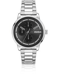 HUGO - Orologio Con Quadrante Nero E Bracciale A Maglie - Lyst
