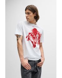 HUGO - Cotton-jersey Regular-fit T-shirt With Animal Graphic - Lyst