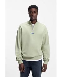 HUGO - Cotton-Terry Sweatshirt With Zip Collar - Lyst