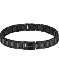 BOSS - Plated Link Cuff With Logo Closure - Lyst