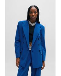 HUGO - Relaxed-fit Double-breasted Jacket In Stretch Fabric - Lyst