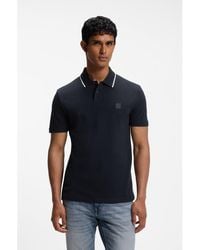 BOSS - Cotton-Piqué Polo Shirt With Contrast Collar Stripe - Lyst