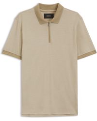 BOSS - Regular-Fit Polo Van Wol Met Ritssluiting - Lyst