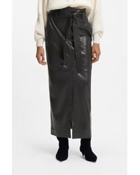 BOSS - Long-Length Faux-Leather Pencil Skirt With Tie Belt - Lyst