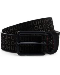 HUGO - Suede Belt With Repeat Logos - Lyst