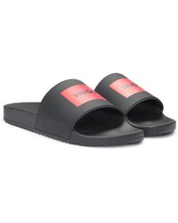 HUGO - Italian-Made Slides With Logo Label - Lyst